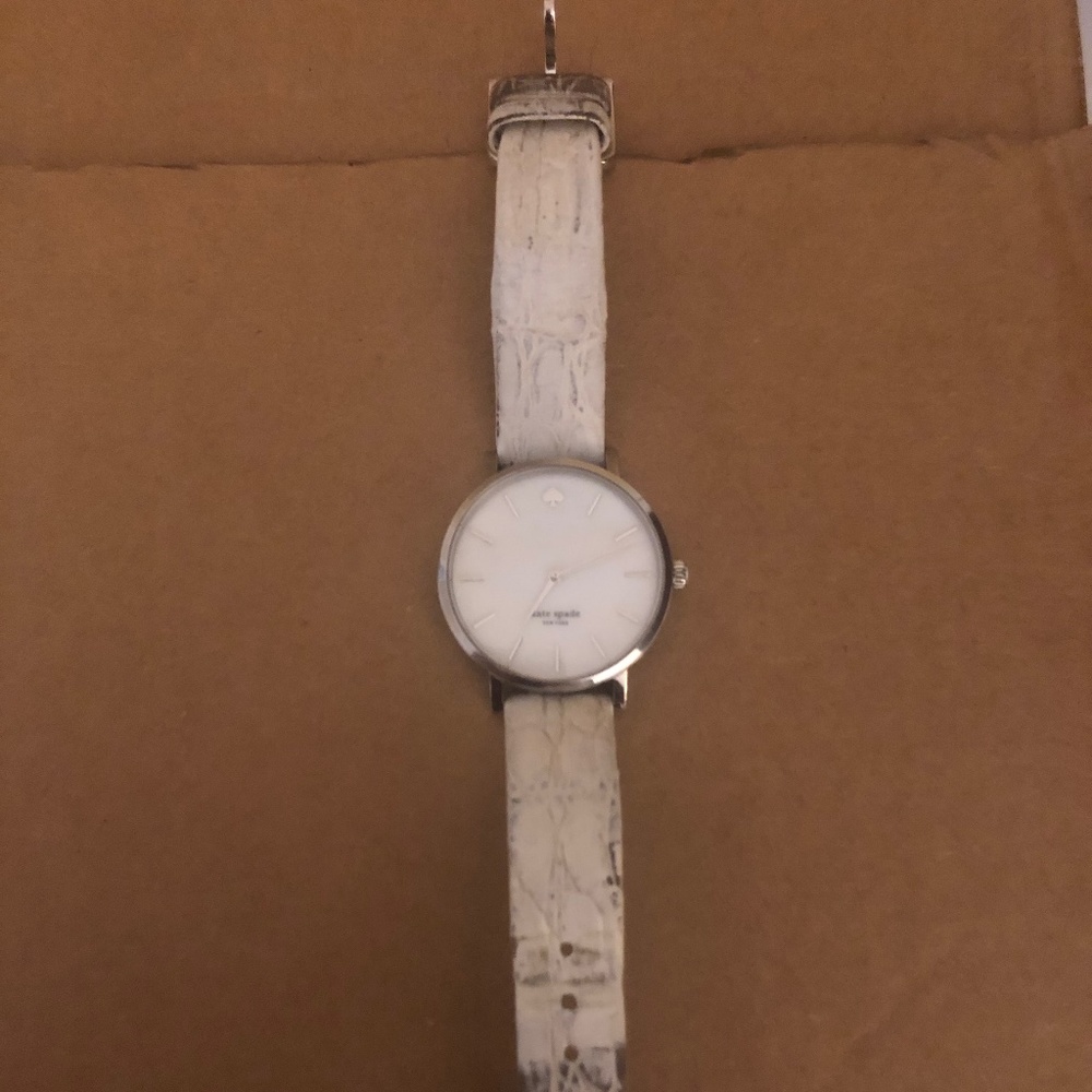 White Kate Spade Metro Genuine Leather Watch